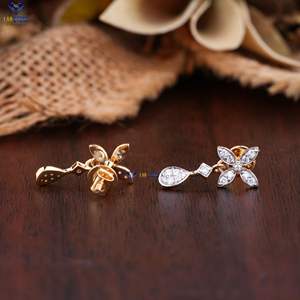 Labstone Starshine 0.223 TDW Boucle d'oreille en or rose avec diamant taillé 14k plaqué or EF-VS couleur Style religieux Diamant étincelant - Product Image 2