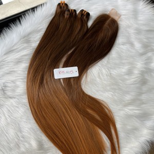 Extensions de cheveux orange raides d'os vietnamien vierge de haute qualité tissent des cuticules alignées pour des cheveux humains de haute qualité de couleur ombrée - Product Image 5