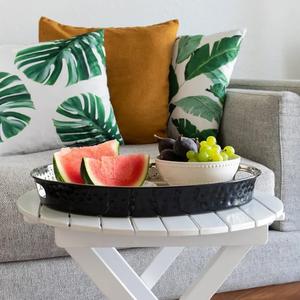 Plateau de service en métal couleur argent de haute qualité fabriqué à la main en gros avec poignées - Product Image 3