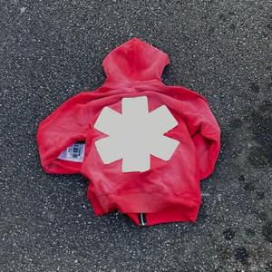 Alta calidad personalizado 100% algodón pesado Zip Up Vintage Sun Faded ácido lavado apliques desgastado bordado sudaderas con capucha para hombres - Product Image 4