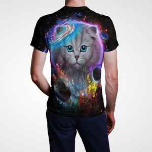 T-shirt de chat drôle coloré imprimé en 3D pour les hommes T-shirt d'été à manches courtes en jersey de mode décontractée - Product Image 4
