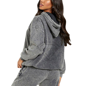 ชุดวอร์มสตรีทแวร์ดีไซน์ใหม่แบบสั่งทำพิเศษ ไซส์ใหญ่ ขายส่ง ล้างสีแบบแอซิดวอช ชุดวอร์มผู้หญิง ไซส์พลัส ชุดวอร์มครอป - Product Image 4