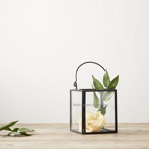 Black Metal Frame Square Glass Candle <b>Lanterns</b> for Home Wedding & Christmas Lighting Elegant Hanging Decoration Sets - Product Image 4