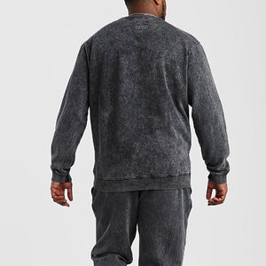 Sudadera con capucha de algodón con logotipo personalizado de calidad superior, chándal lavado ácido para hombre, chándal informal de invierno con estampado polar - Product Image 3