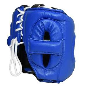 Protector de Cabeza de Boxeo de Cuero Genuino Azul, Precio al por Mayor, Casco de Boxeo con Barra Nasal, Equipo de Protección MS-HG-24 - Product Image 3