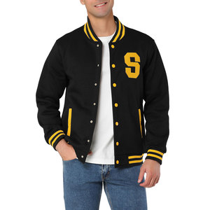 แจ็กเก็ตเบสบอลแขนเสื้อหนังปักลายอักษรอักษรแจ็กเก็ตทีมโรงเรียน - Product Image 5