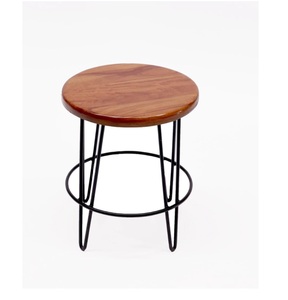 Venta caliente Muebles de sala de estar Tablero de madera maciza con base de metal Mesa auxiliar Diseño moderno Mesa auxiliar de forma única - Product Image 2