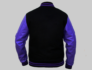 Blouson universitaire d'hiver personnalisé Letherman en laine/polyester avec broderie chenille, col montant, uni pour homme - Product Image 2