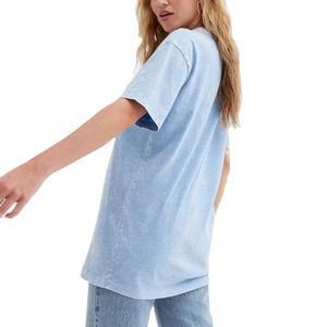 Etiqueta privada de lavado ácido para mujer, camiseta transpirable personalizada en blanco para mujer, camiseta de lavado ácido, cómodo precio bajo, servicio OEM - Product Image 3