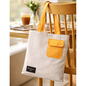 Bolsa de Mano de Algodón Color Blanco Hueso con Cierre de Cremallera - Product Image 2