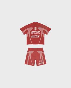 Conjuntos de dos piezas con estampado personalizado Camisetas de entrenamiento de verano ligeras ecológicas de moda Pantalones cortos Chándales de invierno de talla grande - Product Image 6