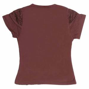 Camiseta de manga corta con purpurina para niñas - Marrón oscuro - Product Image 2