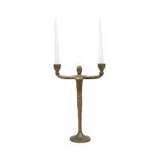 Portavelas de doble brazo abstracto moderno, escultura de bronce, pieza decorativa para decoración de mesa de hogar u oficina - Product Image 2