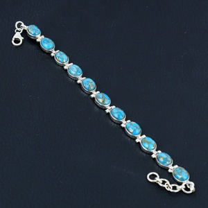 Turquesa rodio Spinner pulsera 925 plata esterlina piedra preciosa ajustable diciembre piedra natal joyería hecha a mano Regalo boda - Product Image 3