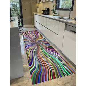 Alfombra con Estampado de Ilusión Óptica Colorida: Alfombra Moderna y Antideslizante, Alfombra Delgada No Tejida - Product Image 1