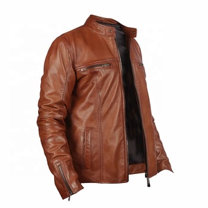 Anti-wind Breathable <b>Thin</b> Stand Collar Waterproof Eco-Friendly Leather <b>Jacket</b> for <b>Men</b> Autumn Winter Classic Design - Product Image 4