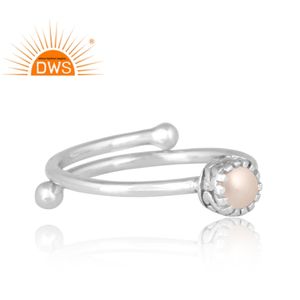 Latest Trending Fine Sterling Silver Natural <b>Pearl</b> Gemstone Stackable <b>Ring</b> Custom Jewelry Manufacturer - Product Image 3