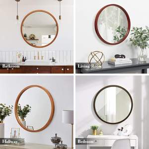 Circle <b>Mirror</b> with Wood Frame - 27.6" <b>Round</b> <b>Mirrors</b> Decorative Farmhouse <b>Mirror</b> <b>Wall</b> for Living Room, - Product Image 5