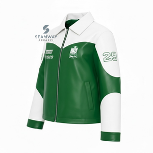 Chaqueta de Cuero PU para Mujer Iota Phi Lambda, con Cierre Frontal, Bordado Suave, Estilo Casual y Elegante - Product Image 2