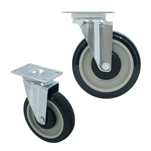 Livingroom Metal <b>Sofa</b> Casters With Black Rubber Wheels And Silver Mounting Plate Round Shape - Product Image 4