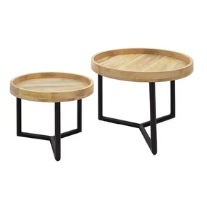 Nouveauté Salon et chambre à coucher Table d'appoint décoration métal et bois lot de 2 tables d'angle éco-responsables - Product Image 1
