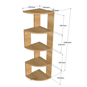 Estantería de Esquina de Madera de Caucho KGT68014 32x32x120cm Tipo Vertical para Sala de Estar - Product Image 5