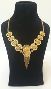 Conjunto de Joyería con Borlas Chapadas en Oro de 24K, Collar, Pendientes y Anillo, Joyería Vintage de Latón para Mujer, Conjuntos de Joyería para Fiesta - Product Image 2