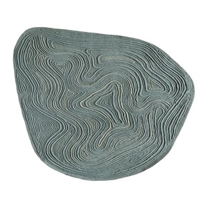Tapis en laine de Nouvelle-Zélande 100% pure, à poils longs, tissé à la main, vert sauge, anti-taches, moderne, abstrait, grand, de forme originale - Product Image 1