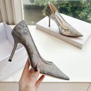 Nouvelles sandales pour femmes, style western, sexy, ajourées, en dentelle, fines, simples, à bout pointu, à talon haut fin - Product Image 1