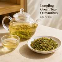 Thé vert Longjing aromatisé à l'Osmanthus en vrac, conditionné en boîte pour la vente en gros