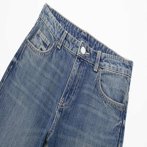 กางเกงยีนส์ขาตรงสำหรับผู้หญิงกางเกงยีนส์เอวสูงสำหรับผู้หญิงดีไซน์ล่าสุดออกแบบได้ตามต้องการ - Product Image 4