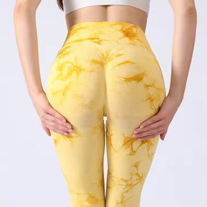 Pantalones de Yoga para Mujer de Alta Calidad con Cintura Elástica, Diseño Tie Dye Mármol, Efecto Scrunch, Logotipo Personalizado OEM ODM, Poliéster/Nailon Duradero - Product Image 4