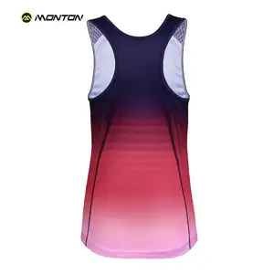 Monton OEM biểu tượng tùy chỉnh thăng hoa in không tay tập thể dục chạy vest phòng tập thể dục Tank Top phụ nữ chạy Áo sơ mi SINGLET