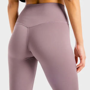 Leggings de yoga pour femmes personnalisés de haute qualité avec motif uni, taille mi-haute, séchage rapide, respirants, tissu extensible, couleurs personnalisées - Product Image 2