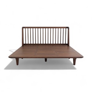 Indonesia tùy chỉnh nhà sản xuất hiện đại Slatted headboard thiết kế chưa hoàn thành gỗ tếch khung giường tự nhiên kết thúc cho khách sạn biệt thự - Product Image 5