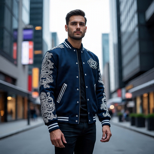 Corps en laine avec manches en cuir véritable Varsity Jacket Hommes Respirant Collage Manteaux Hiver Baseball Varsity Jacket Hommes - Product Image 2