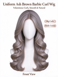 Peluca sintética larga ondulada color marrón ceniza para mujer, rizos voluminosos estilo <span class=keywords><strong>Barbie</strong></span>, peluca de moda en capas para uso diario y fiestas - Product Image 3