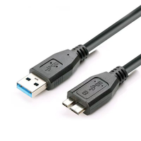 Kabel Pengisian Daya USB 3.0 Micro-B 5A Kecepatan Tinggi Berlapis PVC Foil Tembaga Murni 40cm untuk Hard Drive Eksternal Komputer Warna Hitam