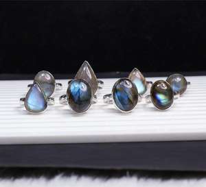 Natural Blue Labradorite Gemstone <b>Rings</b> Jewelry Making for <b>Silver</b> Jewelry Supply <b>Boho</b> <b>Rings</b> Wholesale Bezel Set <b>Rings</b> Jewelry - Product Image 2