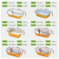 Barquette alimentaire rectangulaire jetable en aluminium, compatible four, pour préparation de repas, plaque de cuisson laquée pour la restauration