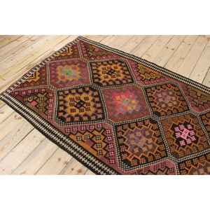 พรมวินเทจขนาด 4.1x12.1 ฟุต, พรมลายทางสไตล์ตุรกี, พรมลายสัตว์สีน้ำตาลชมพู - Product Image 4