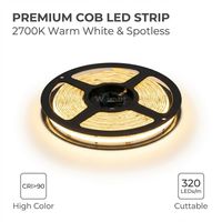 Bande lumineuse LED COB DC12V 24V 320 LED/m 8mm CRI90, ruban lumineux intelligent dimmable, rouleau de 10M pour éclairage intérieur d'armoires
