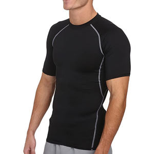 เสื้อยืดรัดรูปแขนครึ่งแขนสำหรับผู้ชายเสื้อยืดผ้าโพลีเอสเตอร์อีลาสเทนพิมพ์ลายออกแบบได้ตามต้องการสำหรับใส่วิ่ง - Product Image 2