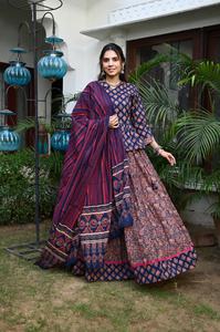 Lehenga Choli Tradicional India Pakistaní con Estampado a Mano, Blusa Choli 100% Algodón para Mujer, Ropa de Fiesta para Todas las Temporadas, al por Mayor - Product Image 3