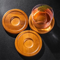 Vente en gros Sous-verre en bois naturel Porte-verre à whisky rond Verres à vin Sous-verre