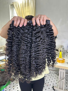 Extensiones de cabello de paquetes rizados birmanos Cabello humano virgen crudo de color negro natural 100% Cabello humano vietnamita - Product Image 3