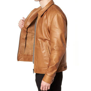 Veste de motard élégante pour homme en cuir de vache durable, col montant, imperméable, coupe-vent, style actif et tendance pour l'hiver, style urbain avant-gardiste - Product Image 6