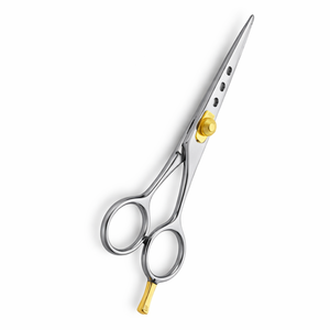 Ciseaux de coiffure professionnels de 6,5 pouces en acier inoxydable, ciseaux de barbier avec lame ventilée, vis dorée, outil de salon OEM - Product Image 1