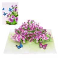 Tarjeta de Boda con Diseño de Margarita Morada en 3D, Hecha a Mano con Corte Láser, Regalos Personalizados de Vietnam, Viet-craft