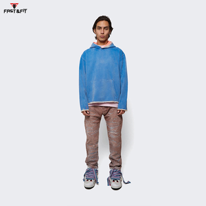 Top tendance couleur unie vierge grande taille poids lourd 2025 hommes à capuche lavage à l'acide sweats à capuche hommes hommes sweats à capuche - Product Image 5